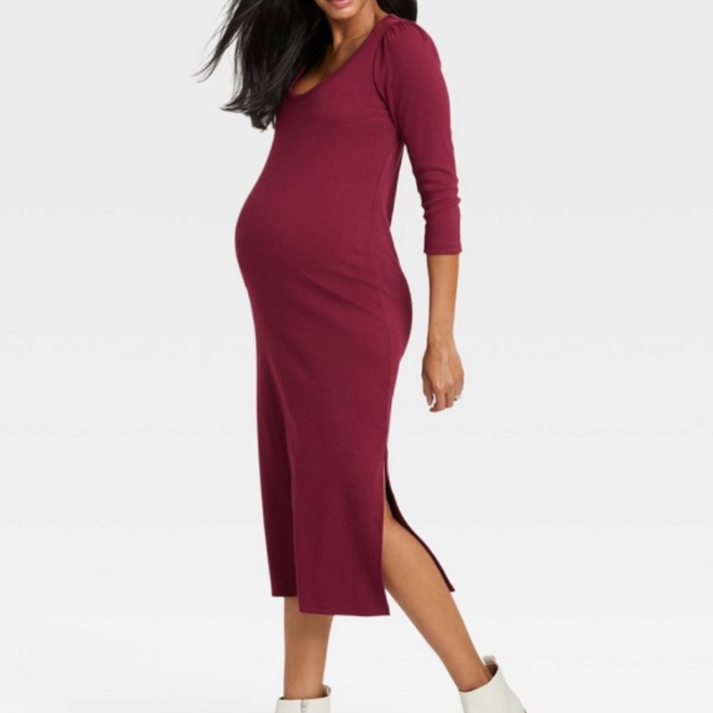 The Nines by HATCH™ 3/4 Sleeve Ribbed Jersey Aternity Dress Sz M